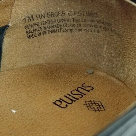 Susina Size 7 Womens Black Leather Slip on Pointed Toe Block Heel Casual Loafers - Picture 3 of 12